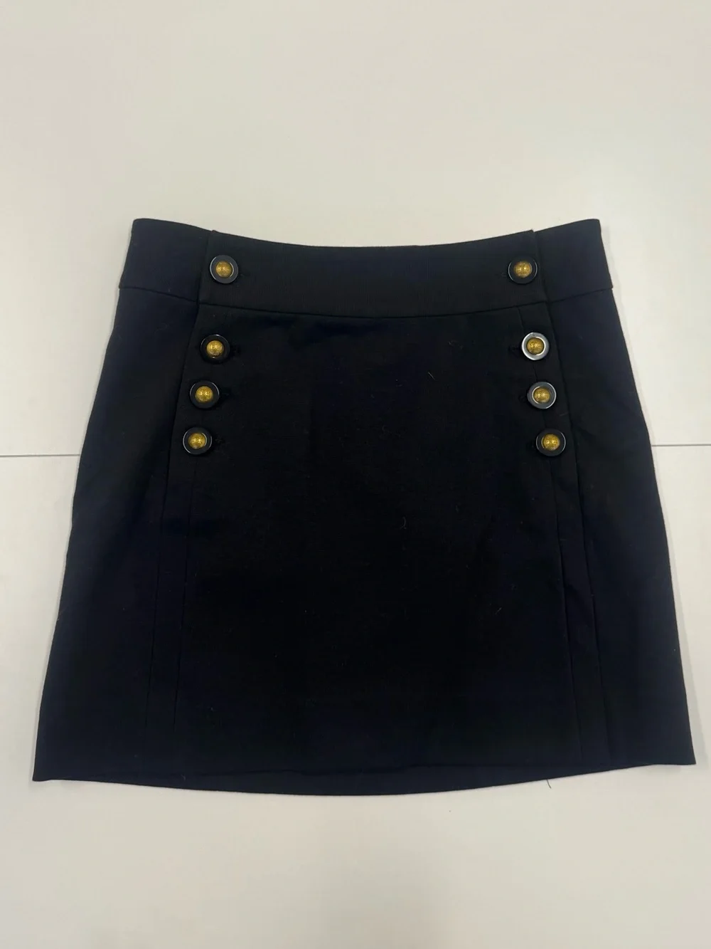 Tory Burch Black Mini Skirt with Gold Buttons